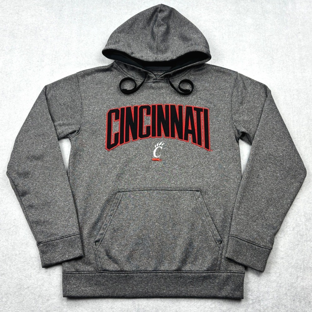 Champion Mens Small Cincinnati Bearcats NCAA Tackle Twill Fleece Hoodie Heather